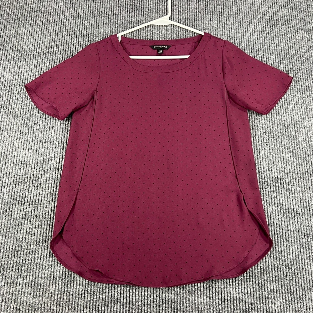 Banana Republic Shirt Womens XS Extra Small Purple Geometric Short Sleeve Casual